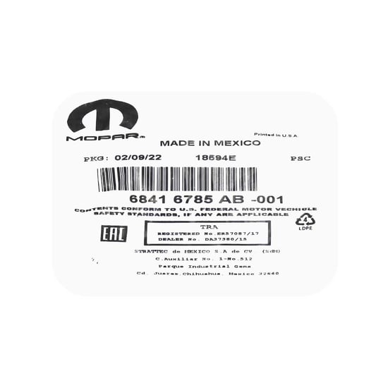 مفتاح تحكم عن بعد أصلي لسيارة جيب رانجلر 2018-2025 بدون أزرار 68416785AB / 68416785AC