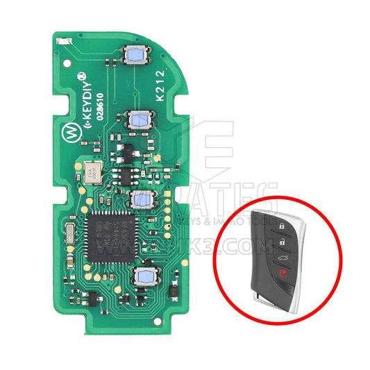 لوحة دارات مطبوعة لمفتاح ذكي عالمي لسيارة تويوتا لكزس KD TB02-4 من KeyDiy مكونة من 4 أزرار مع جهاز إرسال واستقبال 8 أمبير