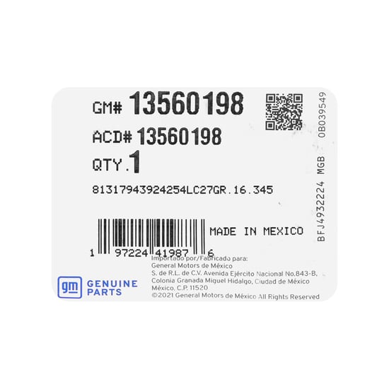 مفتاح ريموت ذكي أصلي لسيارة شيفروليه سيلفرادو 2023، 2+1 زر، 433 ميجاهرتز، 13560198 / 13555161 / 13548436