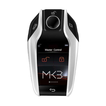 نسخة ترقية LCD مجموعة مفاتيح التحكم عن بعد الذكية العالمية المعدلة لجميع سيارات BMW بدون مفتاح باللون الفضي