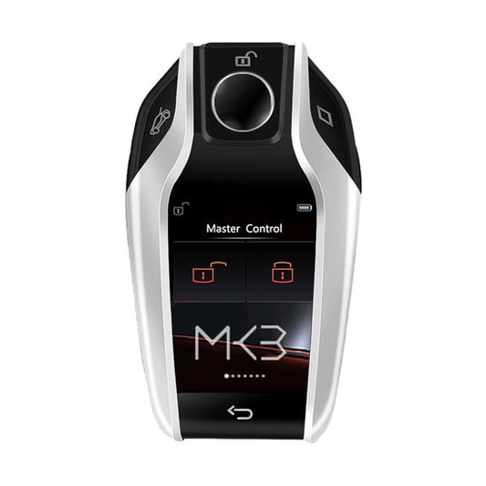 نسخة ترقية LCD مجموعة مفاتيح التحكم عن بعد الذكية العالمية المعدلة لجميع سيارات BMW بدون مفتاح باللون الفضي