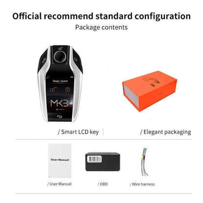 نسخة ترقية LCD مجموعة مفاتيح التحكم عن بعد الذكية العالمية المعدلة لجميع سيارات BMW بدون مفتاح باللون الفضي